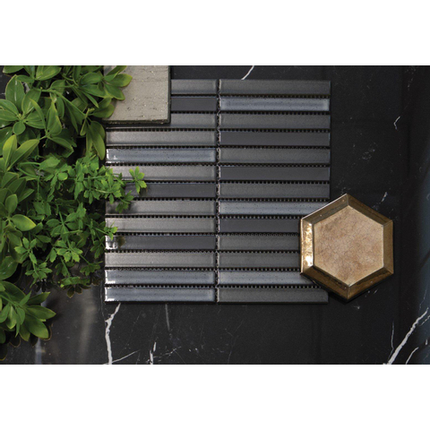 The Mosaic Factory Sevilla mozaïektegel - 30x30cm - 8mm - mat porselein carbon shades of gray (antraciet) SW1015077