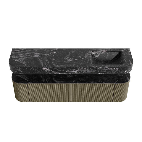 MONDIAZ THOR-DLUX 180cm meuble de salle de bains arrondi gauche + droite couleur Shadow avec 2 tiroirs et 2 portes. Vasque suspendue CLOUD Droite sans trou de robinet couleur Lava. SW1466075