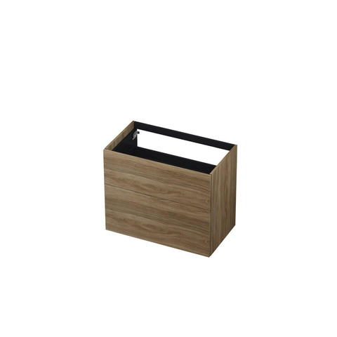 INK Wastafelonderkast - 80x45x65cm - 2 lades - push to open - met rechte opdekfronten - MFC - Zuiver eiken SW493571