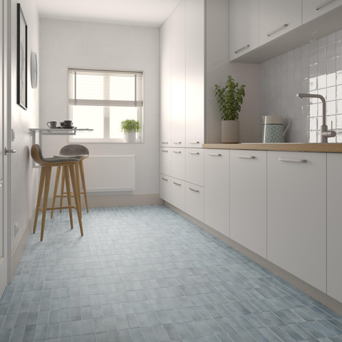 ÉCHANTILLON Terravito Ardeno Koko pour carreau mural et de sol - 150x50cm - 8mm - Bleu clair SW1221258