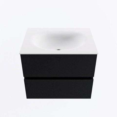 MONDIAZ VICA 60cm meuble de salle de bains sous-élément Urban 2 tiroirs. Lavabo MOON central sans trou de robinet, couleur Talc. SW1381816