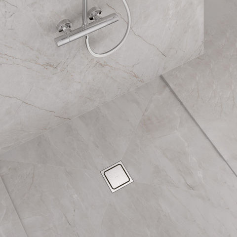 Hansgrohe RainDrain Spot Plus - 15x15cm - cadre réglable en hauteur - brushed stainless steel SW1590445