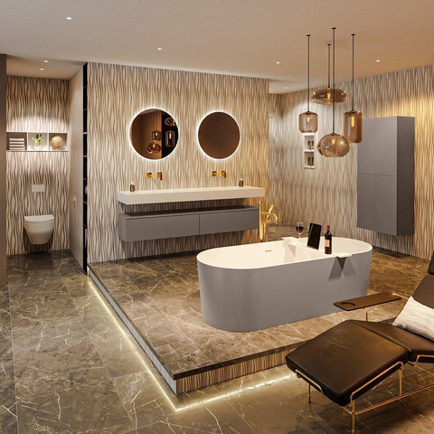 MONDIAZ NOBLE Baignoire autoportante - 180x75cm - Smoke/talc SW491434