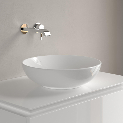 Villeroy & Boch Loop & Friends opzetwastafel - 42x42cm - zonder kraangat - met overloop - White Alpine (glans wit) SW644079