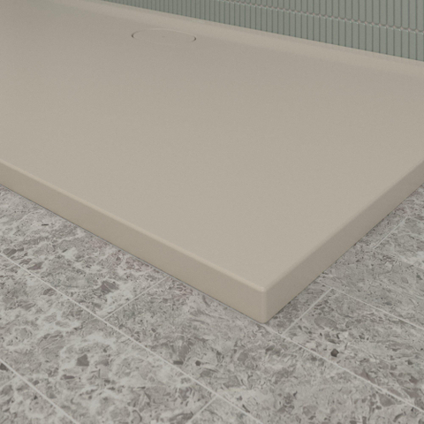 Villeroy & Boch Ecora douchebak - 170x90x3.5cm - afvoer lange zijde - almond (beige) SW1558896