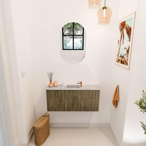 Mondiaz JOYA-DLUX 90cm toiletmeubel - kleur Dusk - Wastafel FAYE positie Midden 1 kraangat kleur Glace. SW1423152