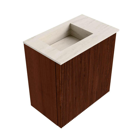 Mondiaz JOYA-DLUX 40cm toiletmeubel - kleur Ruby - Wastafel FAYE positie Links Zonder kraangat kleur Meli. SW1425327