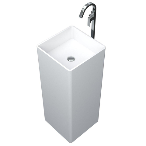 Arcqua Crosstone Wendy lavabo - 37x37x90cm - carré - sans trou de robinet - îlot - blanc mat SW538271