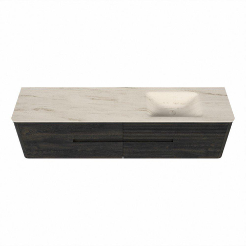 Mondiaz CIRO-DLUX Badkamermeubelset - 190x45x50cm - Solid surface wastafel Meli - 1 wasbak Rechts - 1 kraangat - 4 lades - Shadow SW1532549