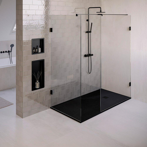 BRAUER Asteroid Receveur de douche 90x180 incl. antidérapant et antibactérien marbre minéral noir mat SW543412