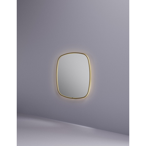 Hotbath &MORE Spiegel in aluminium frame / contour - 60x60cm - inclusief direct & indirect LED - spiegelverwarming - color changing - dimbaar - dottless - met afstandsbediening - PVD - geborsteld messing goud SW1246884