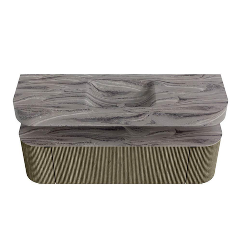 MONDIAZ THOR-DLUX 150cm meuble de salle de bains arrondi gauche + droite couleur Shadow avec 1 tiroir et 2 portes. Vasque suspendue CLOUD Centre sans trou de robinet couleur Sombra. SW1464916