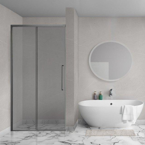 Aqua Vista Lokla Linea nisdeur - 100x200cm - incl. montageset - rookglas - gunmetal SW1413269