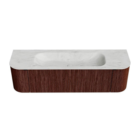 Mondiaz KURVE-DLUX Badkamermeubelset - 160x46x40cm - 1 lade - 2 deuren - wastafel solid surface - midden - 1 kraangat - Ruby SW1415876