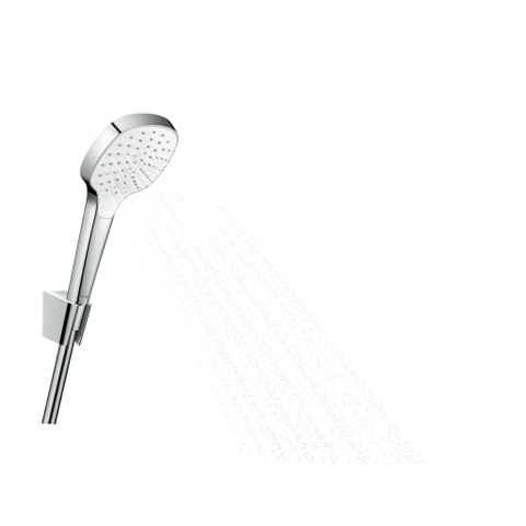 Hansgrohe Croma select e PorterS badset - met Croma - select E - 1jet - handdouche - met wandhouder - met isiflex B - doucheslang - 125cm wit/chroom - wit chroom 0605480