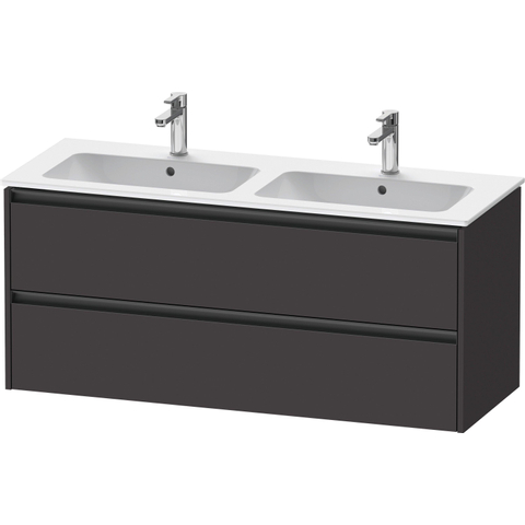Duravit Ketho.2 Wastafelonderbouwkast - met 2 laden - voor dubbele wastafel - 128x48x55cm - met grepen antraciet - grafiet supermat SW772337