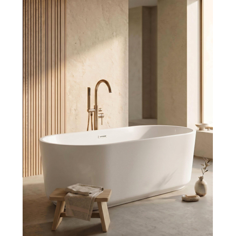 Zeza Pure Vrijstaand Bad - 150x75x58cm - acryl - glans wit SW962852