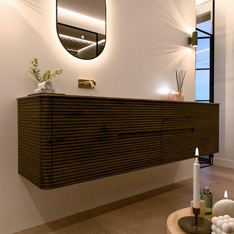 Mondiaz CIRO-DLUX Meuble de salle de bains - 190x45x50cm - Plan vasque solid surface Sombra - 1 vasque à gauche - sans trous de robinetterie - 4 tiroirs - Shadow SW1532804