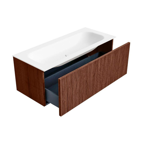 Mondiaz KURVE Badkamermeubelset - 110x46x40cm - 1 lade - wastafel solid surface - midden - 1 kraangat - Ruby SW1415286