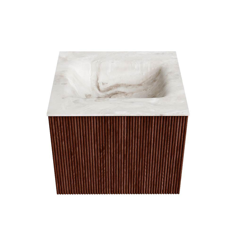 Mondiaz KURVE-DLUX Ensemble de meuble de salle de bains - 50x46x40cm - 1 tiroir - vasque solid surface - central - 1 trou de robinet - Ruby SW1415705