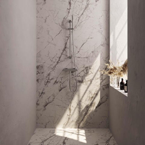 Brauer Brushed Edition Colonne de douche murale - douchette stick 1 jet - 1 fonction - 2 boutons - barre curseur - PVD - inox brossé SW1164667