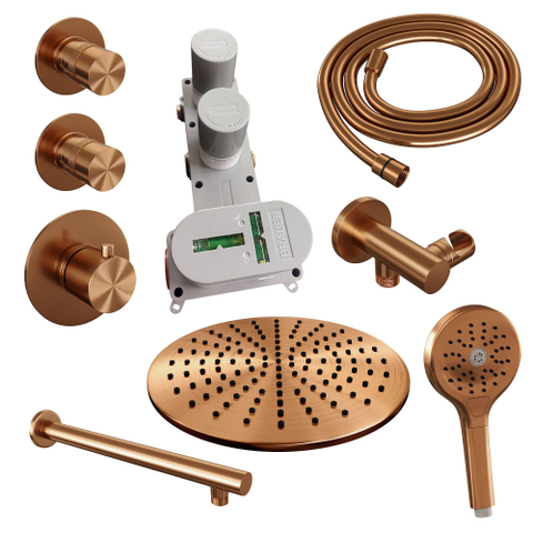 BRAUER Copper Edition inbouw regendoucheset – Ø30 cm hoofddouche – 40 cm rechte wandarm – ronde handdouche SW374505