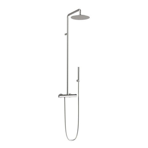 GO by Van Marcke Nero ensemble de douche pluie apparent – thermostatique – douche de tête Ø 25 cm – douchette avec inverseur – nickel brossé SW656652