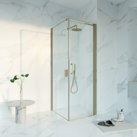 Fortifura Galeria Douchecabine - 70x80x200 - Profiel veiligheidsglas - antikalk - PVD - geborsteld messing (goud) SW1444934