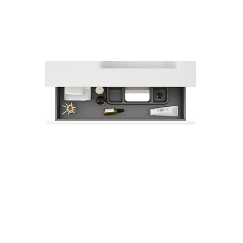 Saniclass Chaci Badkamermeubelset - 80x46x55cm - keramische wastafel wit - 1 wasbak - 1 kraangat - 2 lades - mat wit SHOWROOMMODEL SHOW26783