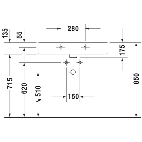 Duravit Vero Wastafel - met kraangat - met overloop - 80x47cm - met wondergliss - wit 0305310