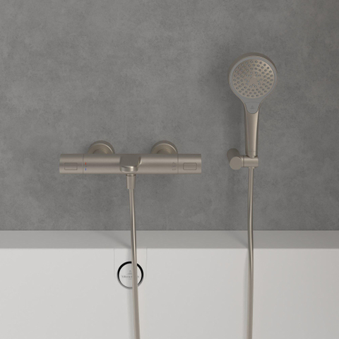 Villeroy & Boch Verve Showers Handdouche - met drie waterstraalstanden Rond - Brushed Nickel (rvs) SW974355