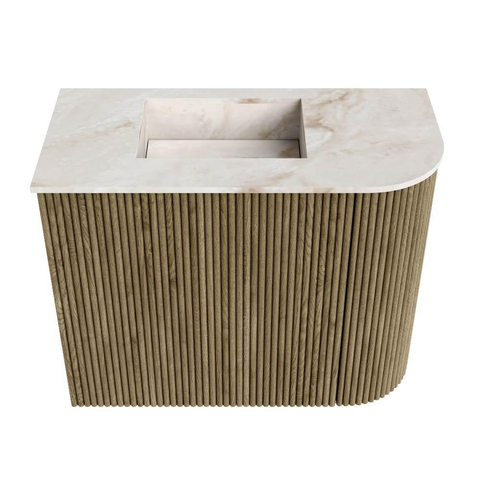 Mondiaz JOYA-DLUX 51.6cm toiletmeubel - ronding rechts kleur Dusk - Wastafel FAYE positie Links Zonder kraangat kleur Frappe. SW1423116
