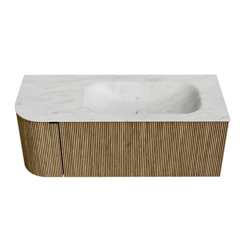 Mondiaz KURVE-DLUX Ensemble de meuble de salle de bains - 115x46x40cm - 1 tiroir - 1 porte - lavabo solid surface - droit - sans trou de robinet - Dusk SW1414918