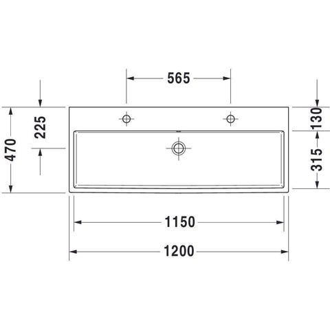 Duravit Vero air Dubbele wastafel - 120x47cm - met 2 kraangaten - met overloop - wit SW156934