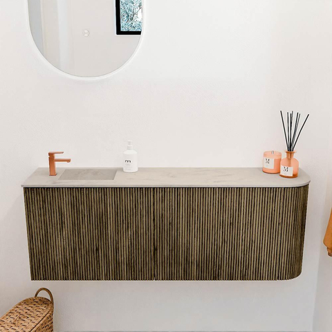 Mondiaz JOYA-DLUX 111.6cm toiletmeubel - ronding rechts kleur Dusk - Wastafel FAYE positie Links 1 kraangat kleur Opalo. SW1423354