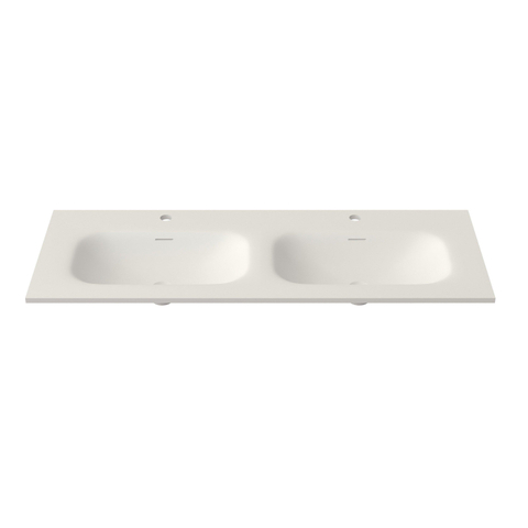 Saniclass Flow lavabo - 121x46x1.5cm - double vasque - 2 trous de robinet - blanc SW1174116