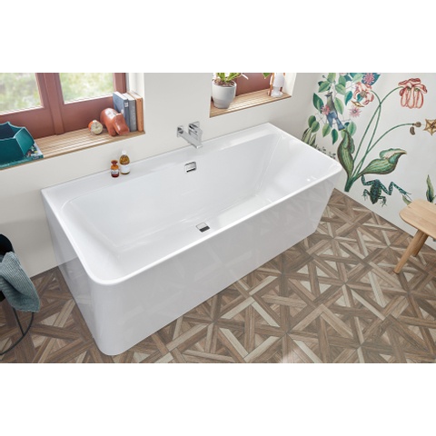 Villeroy & Boch Collaro half - vrijstaand half - vrijstaand bad - 180x80cm rechthoek overloop chroom Acryl - glans wit SW354245