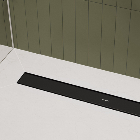Hansgrohe RainDrain Go Caniveau de douche - 70cm - installation standard/à ras - carrelable - noir mat SW1590414