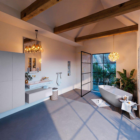 Mondiaz ALAN-DLUX Ensemble de meuble - 100cm - meuble Cale mat - 1 tiroir - Lavabo Cloud Glace suspendu - vasque Gauche - 0 trous de robinet SW806109