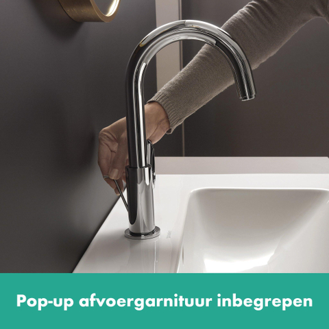 Hansgrohe Vernis Blend Eengreeps wastafelmengkraan - 210 met draaibare uitloop - met PopUp - trekwaste - hoogglans chroom SW642531