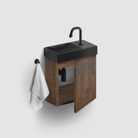 Clou Vale lavabos céramique lavabo 38x19x7cm trou de robinet à droite noir mat SW451469