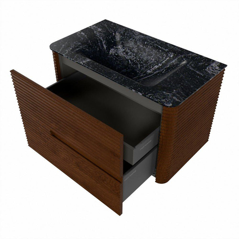 Mondiaz CIRO-DLUX Badkamermeubelset - 80x45x50cm - Solid surface wastafel Lava - 1 wasbak Midden - 1 kraangat - 2 lades - Ruby SW1531567