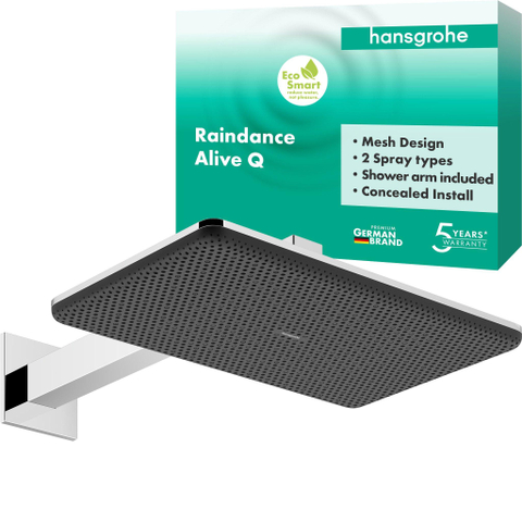 Hansgrohe Raindance alive Q - hoofddouche 210/340 2jet - ecosmart wand - hoogglans chroom SW1388809