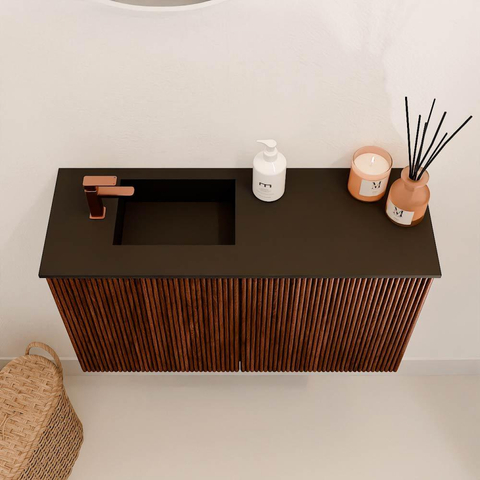 Mondiaz JOYA 70cm meuble de salle de bains WC - couleur Ruby - Vasque FAYE position Gauche 1 trou de robinet couleur Urban SW1421801