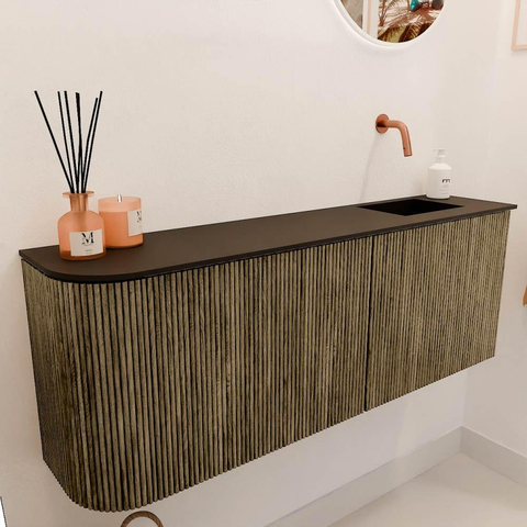Mondiaz JOYA 111.6cm toiletmeubel - ronding links kleur Dusk - Wastafel FAYE positie Rechts Zonder kraangat kleur Urban. SW1421702