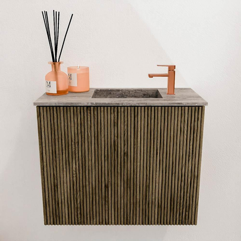 Mondiaz JOYA-DLUX Meuble de salle de bains 50cm - couleur Dusk - Vasque FAYE position Droite 1 trou de robinet couleur Oza SW1425961