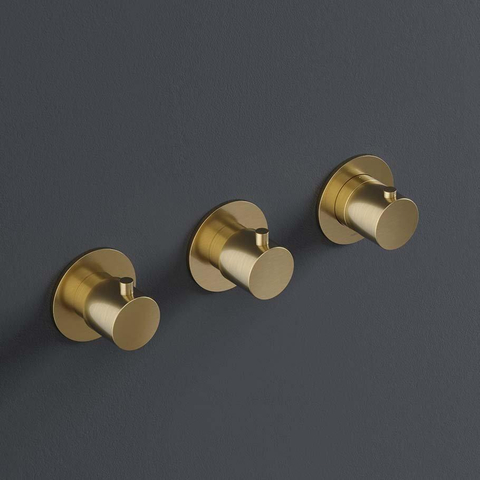 Hotbath Cobber Afbouwdeel - inbouw douche thermostaat - met 2 stopkranen horizontale plaatsing - PVD - geborsteld messing (goud) SW229907