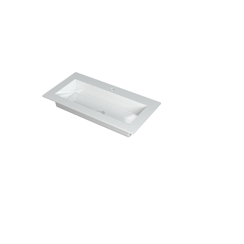 INK Kraft wastafel - 90x45x1cm - 1 wasbak - 1 kraangat - wit glans SW439452