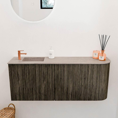 Mondiaz JOYA-DLUX 101.6cm toiletmeubel - ronding rechts kleur Shadow - Wastafel FAYE positie Links 1 kraangat kleur Saba. SW1425151