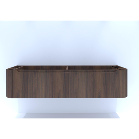H&R badmeubelen Juice Wastafelonderkast - 180x45x40cm - afgeronde hoeken - 2 lades - geïntegreerde greep - dark oak SW867599